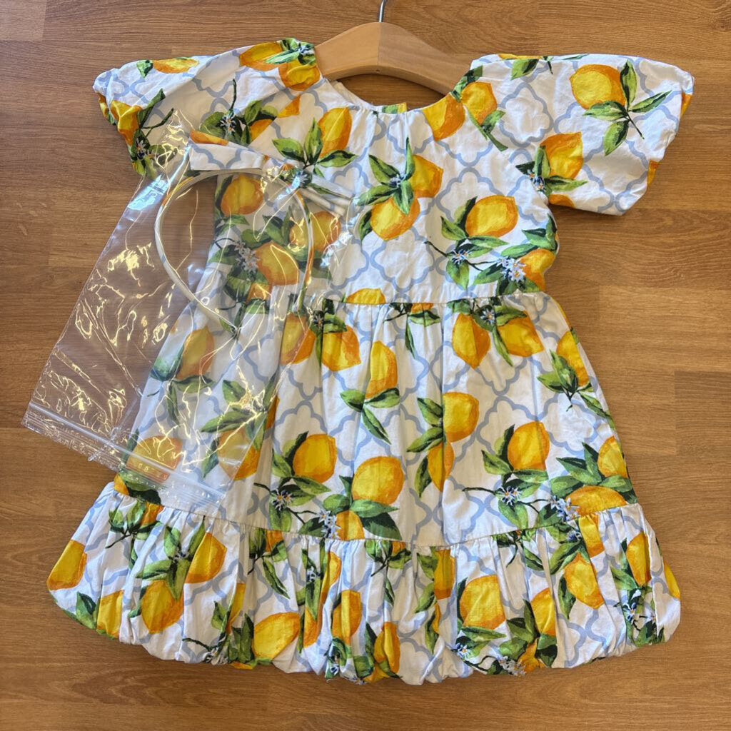 Janie & Jack Lemon SS Dress w/ Headband - 18/24m