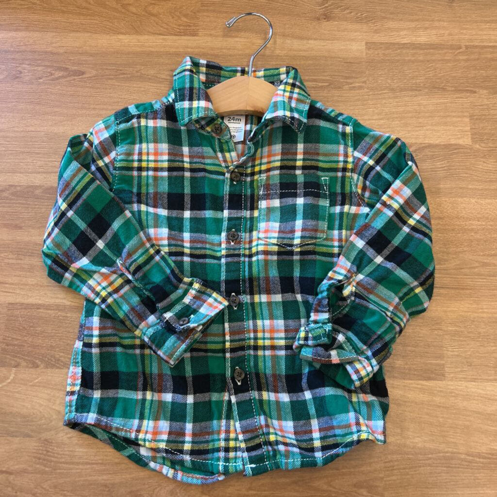 Carter's Plaid Flannel LS Button Up - 24m