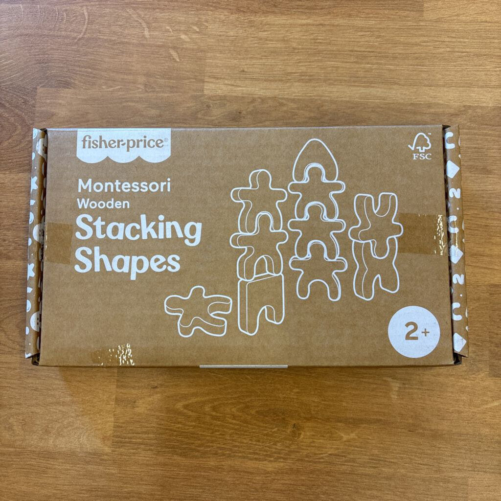 NEW Fisher Price Montessori Wooden Stacking Shapes