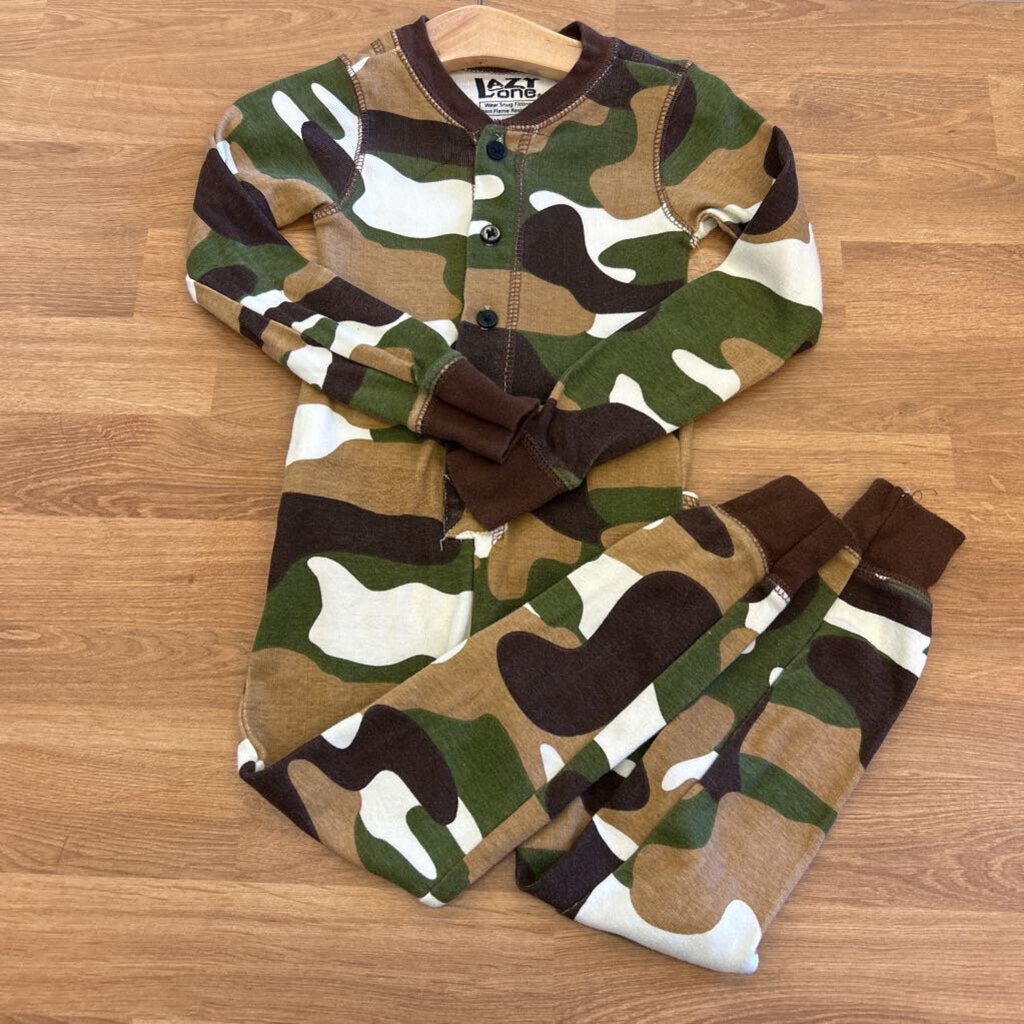 Lazy One Camo Button Pj - 2T