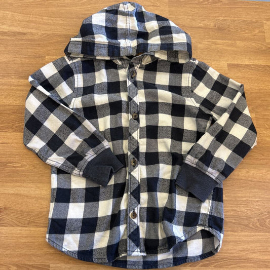 Hanna Andersson Plaid LS Button Up Hoodie - 4