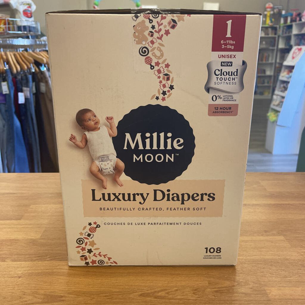Millie Moon 108 Diapers 6/11lbs NB
