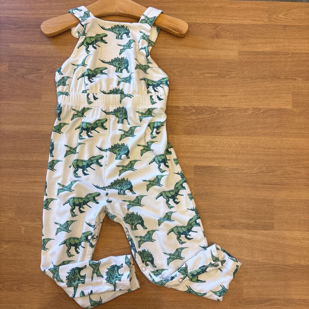 Kate Quinn Bamboo Dino Overalls (small mark on front) - 2T