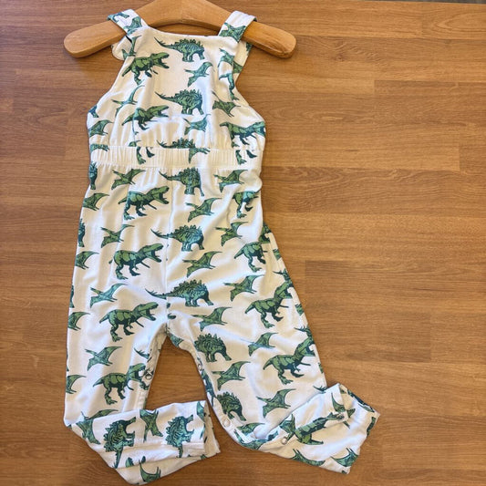 Kate Quinn Bamboo Dino Overalls (small mark on front) - 2T