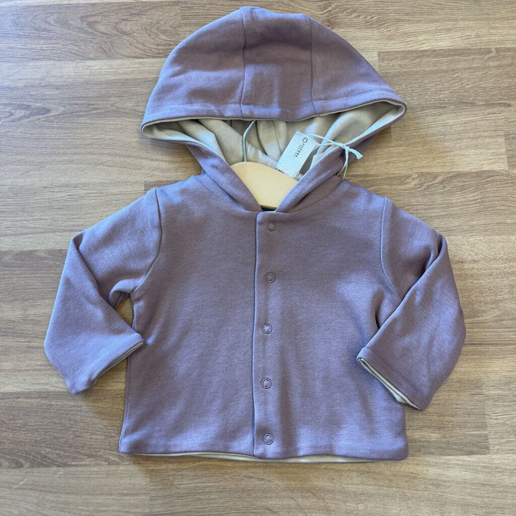 NWT Colored Organics Snap LS Hoodie Top - 0/3m