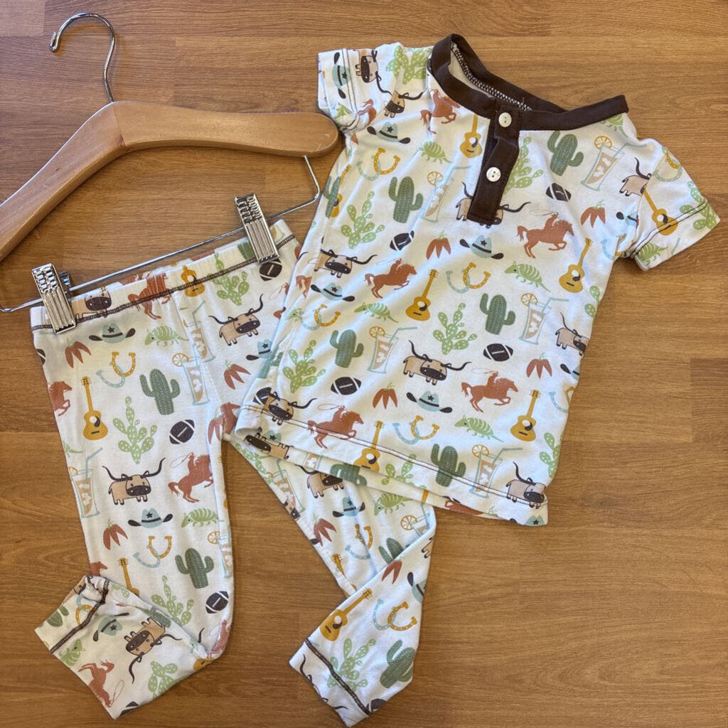 Kickee Pants Bamboo Cowboy Pjs - 18/24m