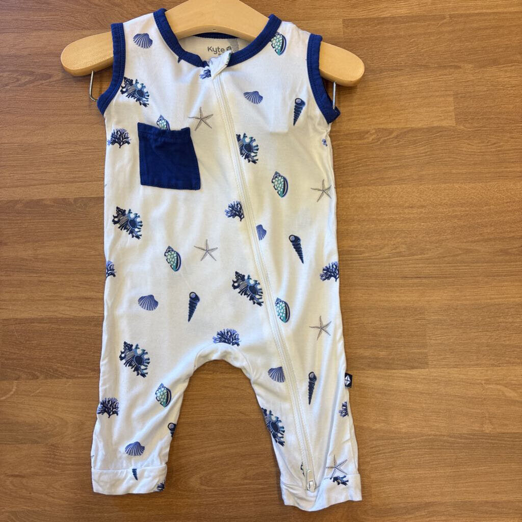 Kyte Baby Bamboo Shell Zip Tank Romper - 6/12m