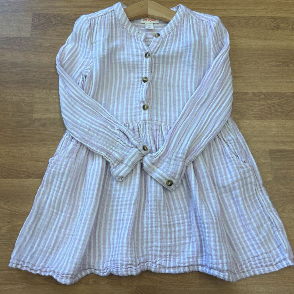 Cat & Jack Stripe Linen LS Dress - 5T