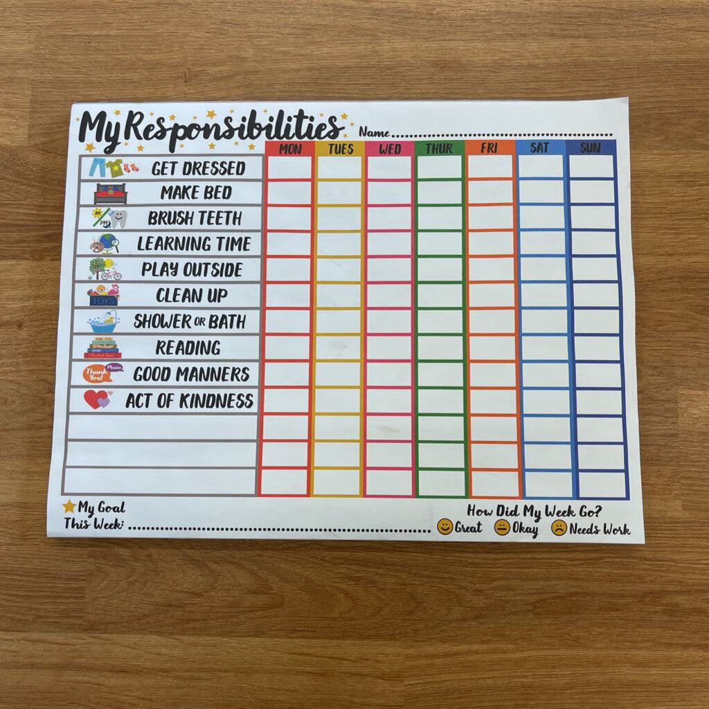 My Responsibilities Paper Chart