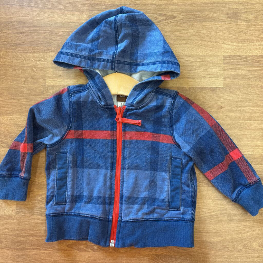 Tea Plaid Zip Hoodie - 3/6m