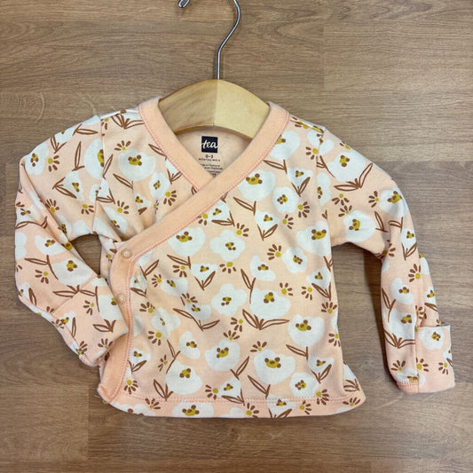 Tea Floral Wrap LS Top - 0/3m