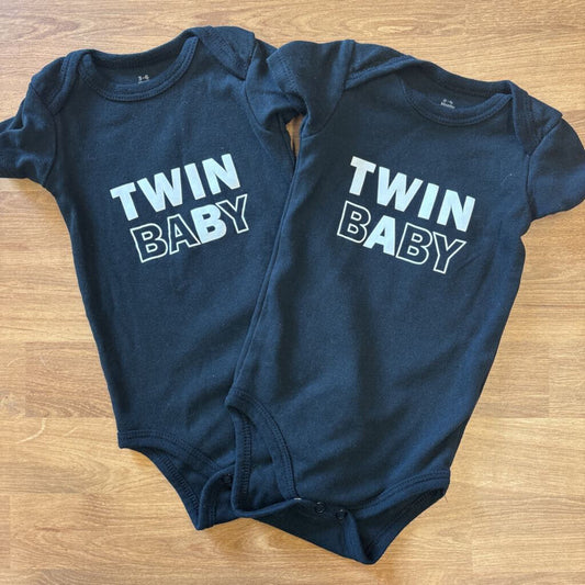 Set of 2 Twin Baby SS Onesies - 3/6m