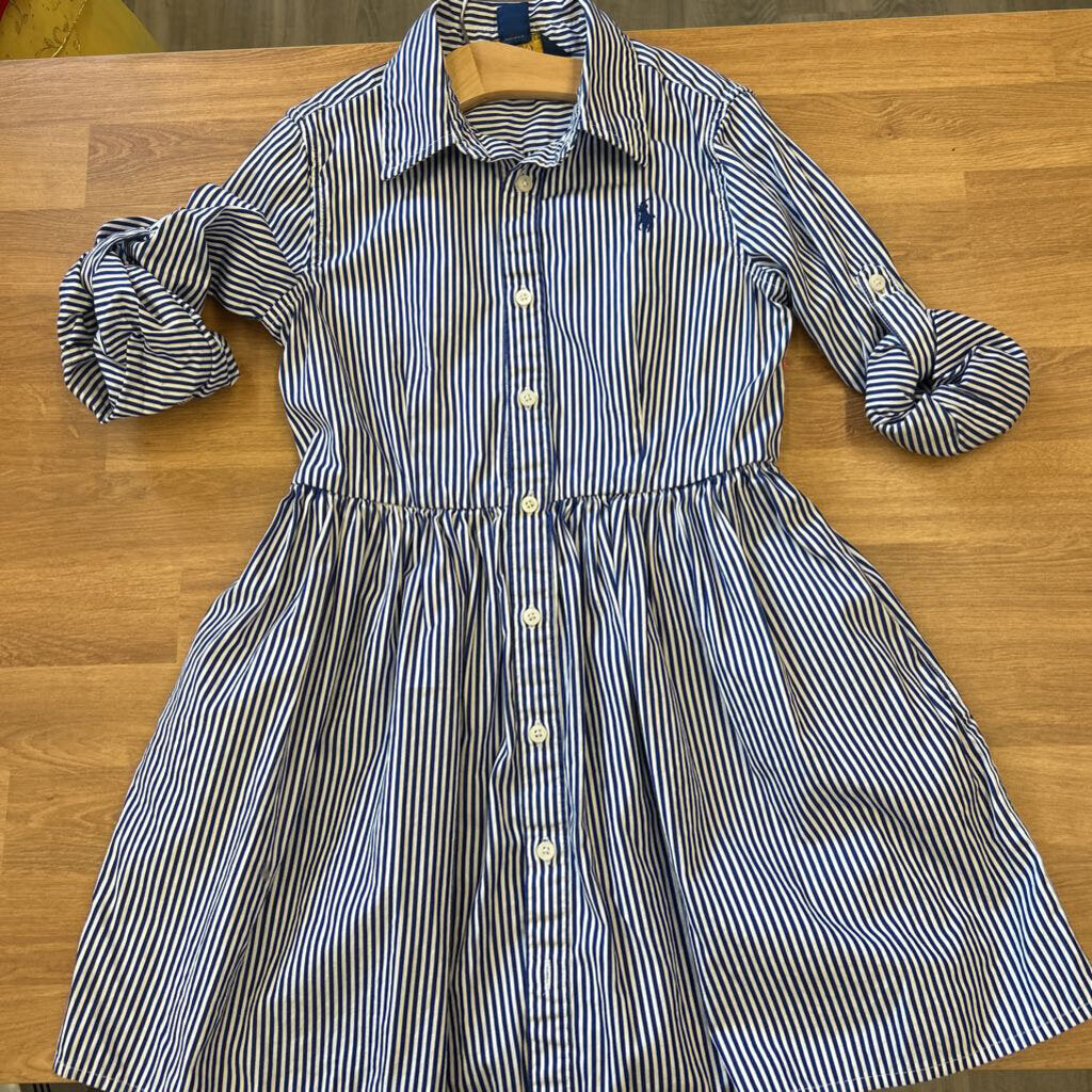 Polo Stripe LS Button Up Dress - 8