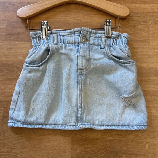 Zara Distressed Denim Skirt - 3/4