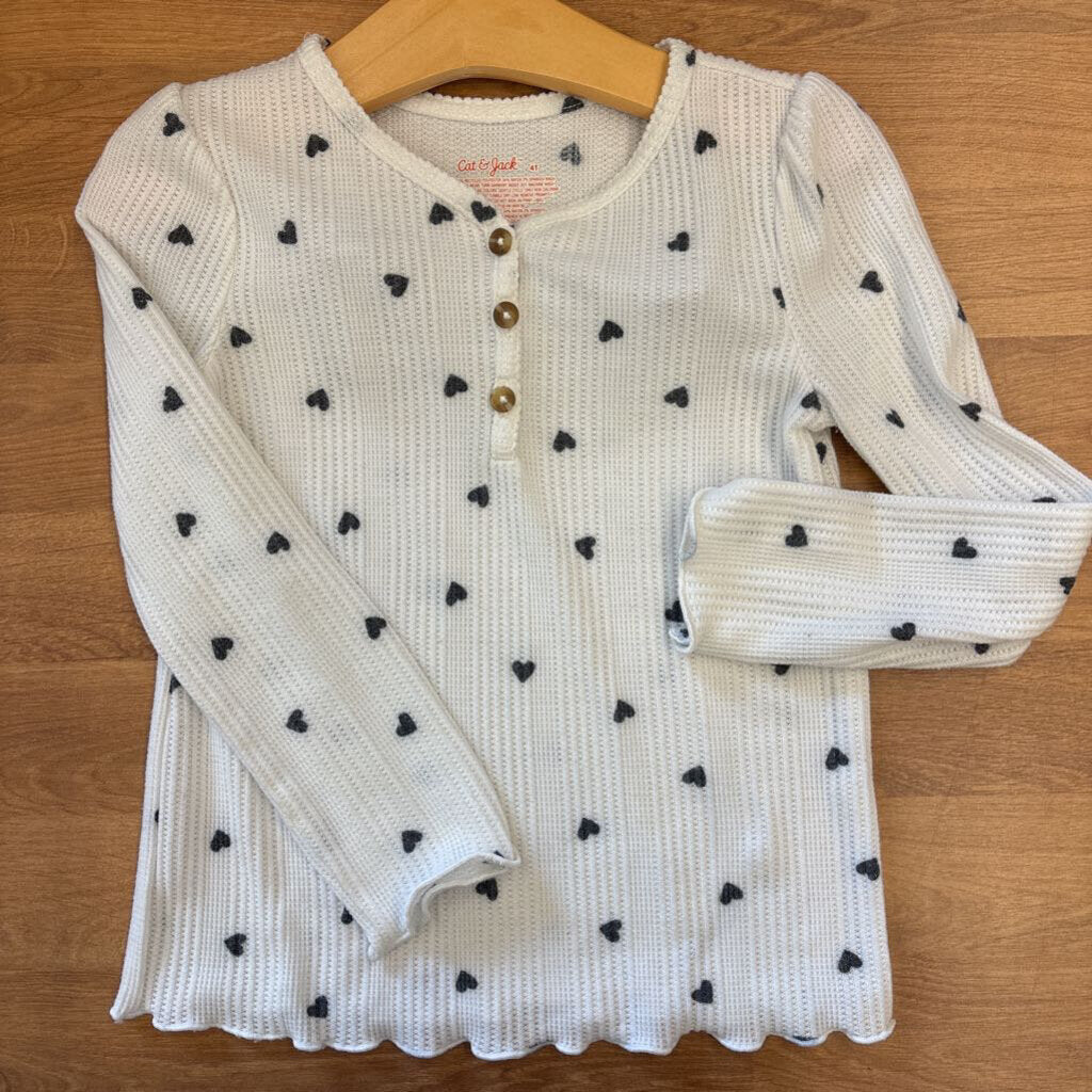 Cat & Jack Heart Thermal LS Tee - 4T