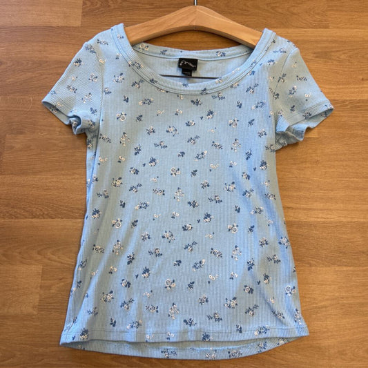 Art Class Floral Ribbed SS Tee - 10/12