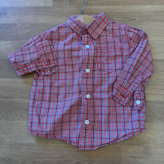 Gymboree Plaid LS Button Up - 18/24m