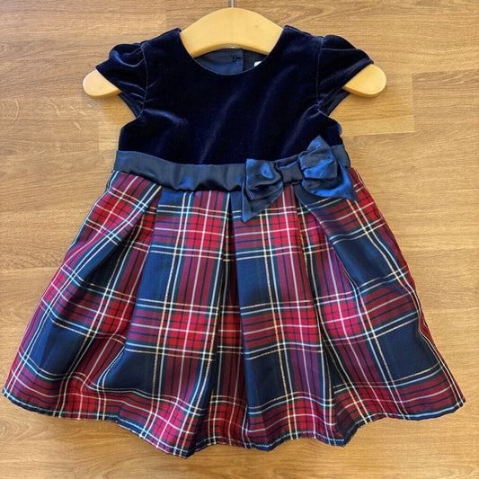 Children's Place Plaid Velvet SS Party Dress - 9/12m