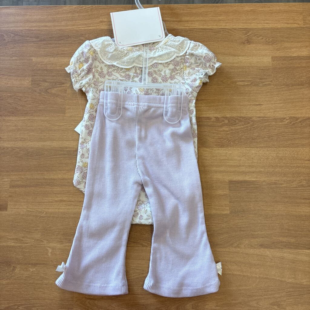NWT Nicole Miller Floral Two Pc Set w/ Headband - 3/6m