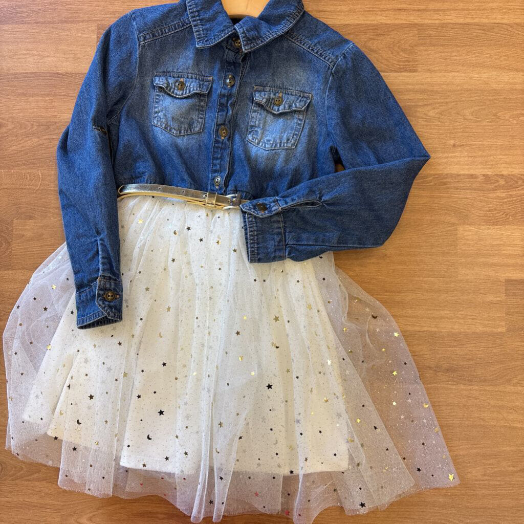 Lilt Chambray Tulle LS Dress - 4/5