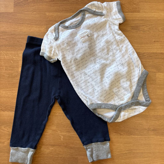 Burt's Bees SS Onesie / Pants Set - 3/6m