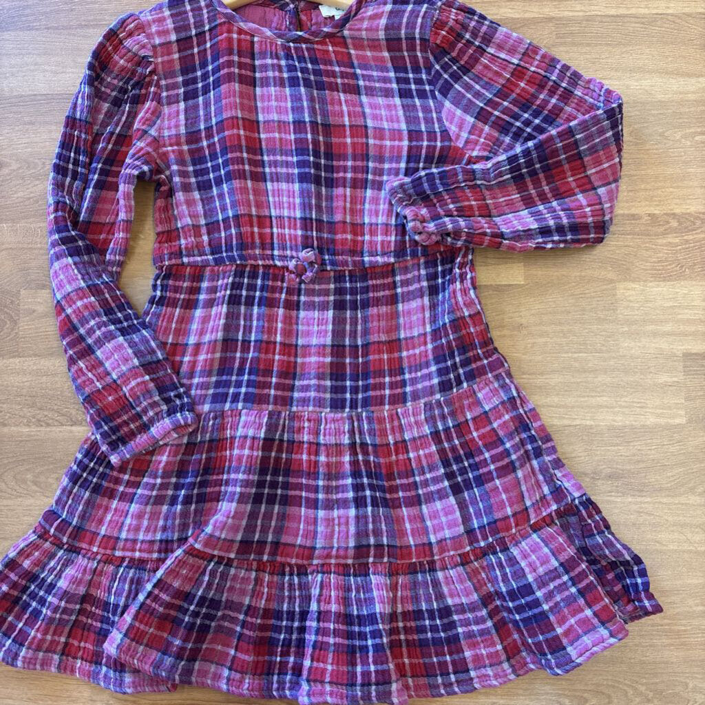 Dip Plaid Linen LS Dress - 6/7