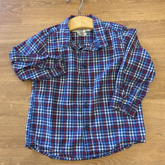 H&M Plaid LS Button Up - 12/18m