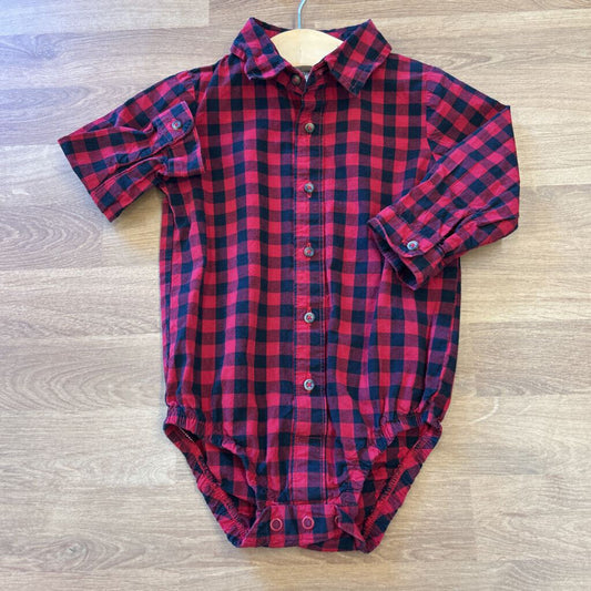 Carter's Plaid LS Button Up Onesie - 18m
