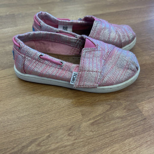 Toms Pink Sparkle Flats - 9