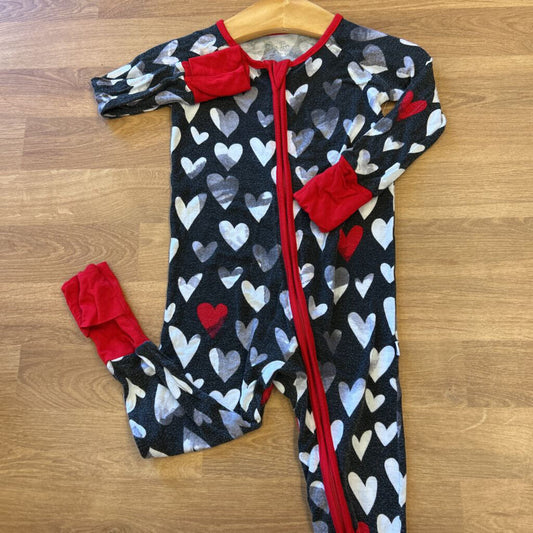 Little Sleepies Bamboo Heart Zip Sleeper (wash wear) - 6/12m