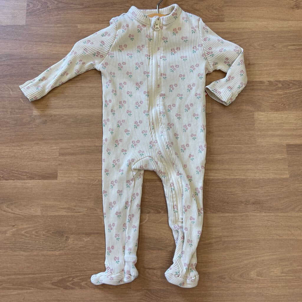 Manguun Ribbed Floral Zip Sleeper - 2/3m