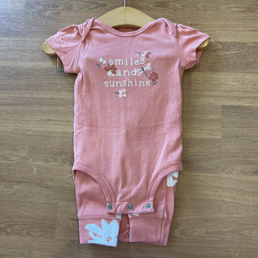 Carter's Floral SS Onesie / Pants Set - 3m