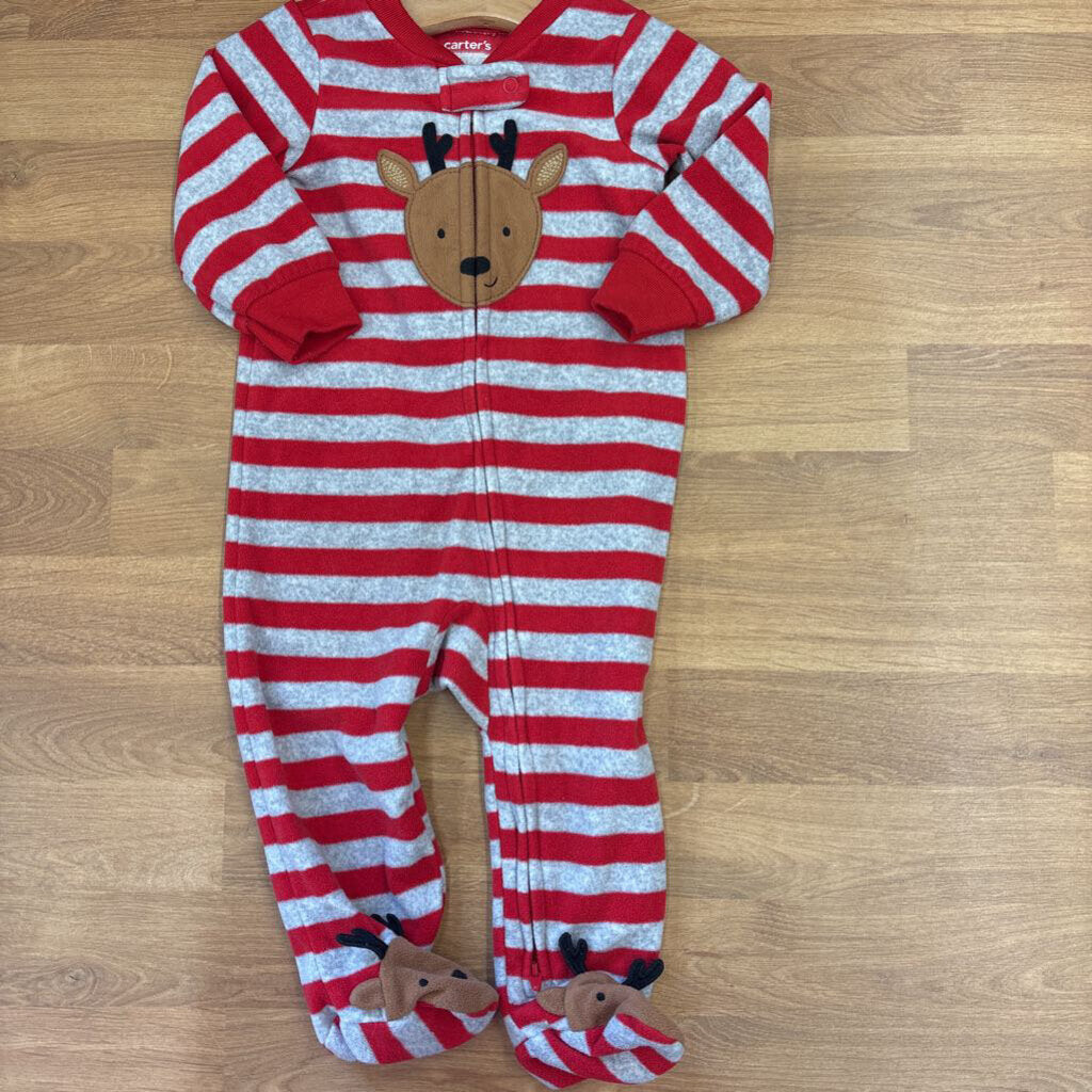 Carter's Fleece Reindeer Zip Sleeper - 9m