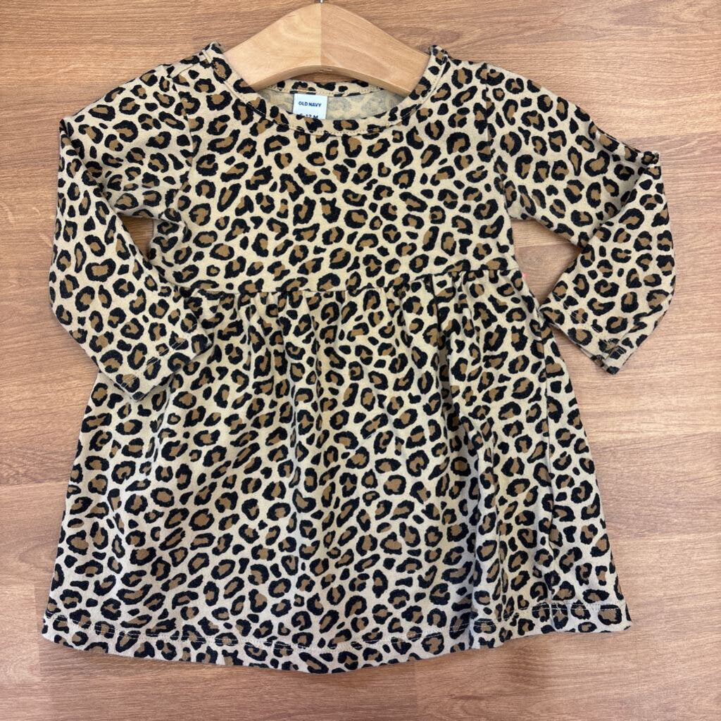 Old Navy Leopard LS Dress - 6/12m