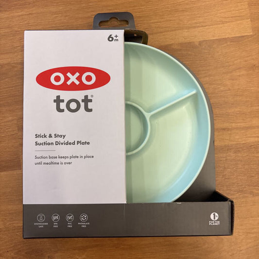 NEW OXO Suction Divided Plate - Mint