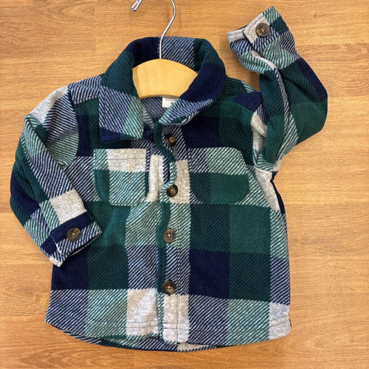 Carter's Plaid Fleece LS Button Up - 6m