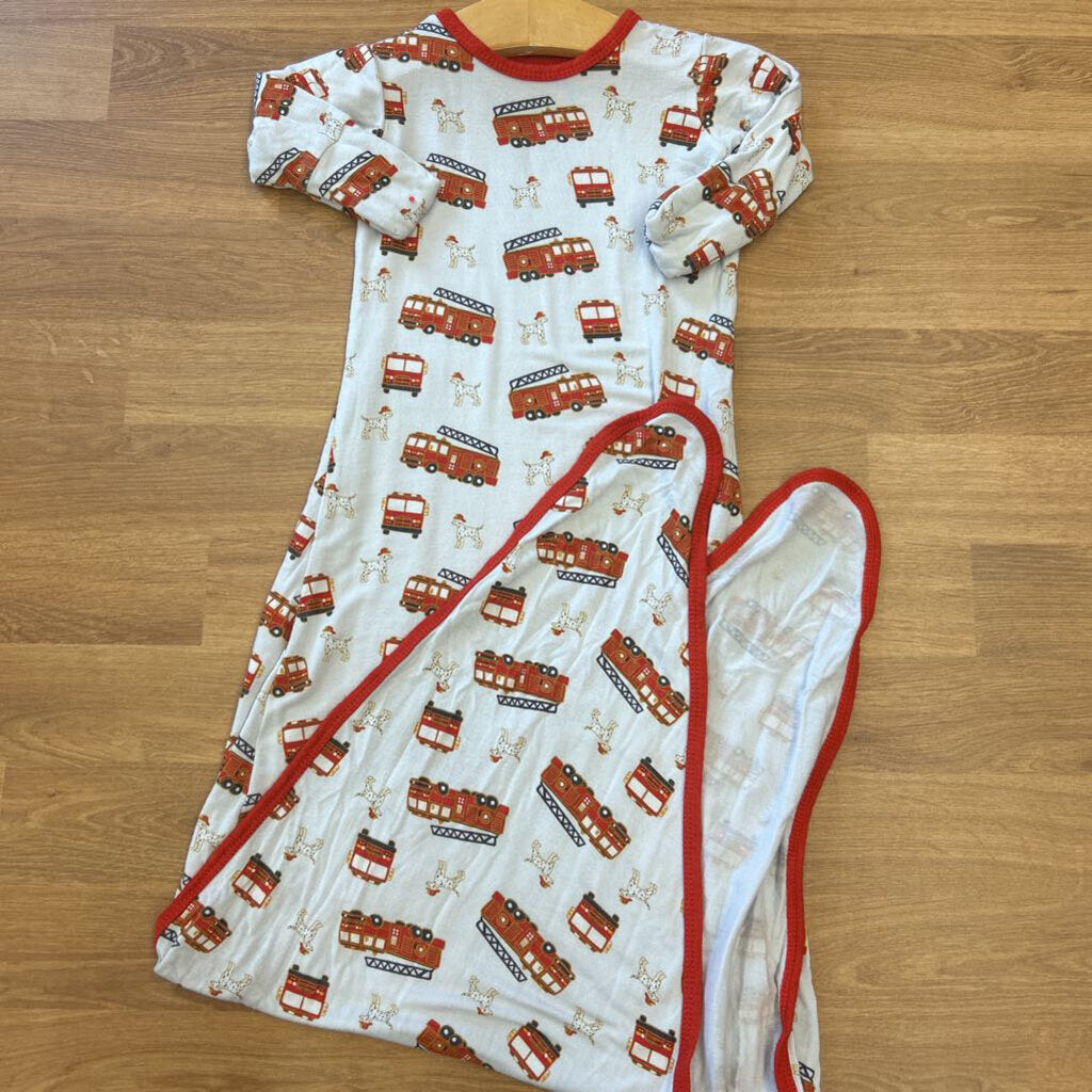 Free Birdees Bamboo Fire Truck Knot Sleeping Gown - 0/3m