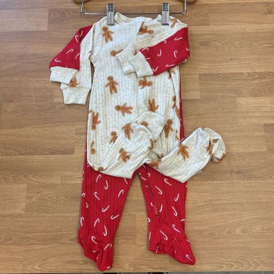 NWT Gerber Set of 2 Holiday Zip Sleepers - 0/3m