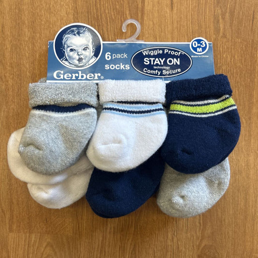 NEW Gerber 6 Pack Socks - 0/3m