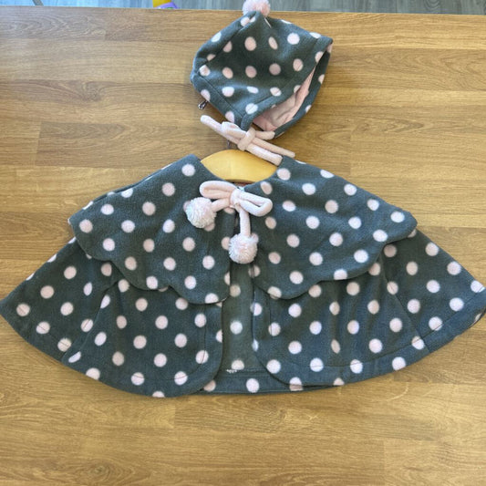 Maggie & Zoe Dot Shawl w/ Matching Bonnet - 3/6m