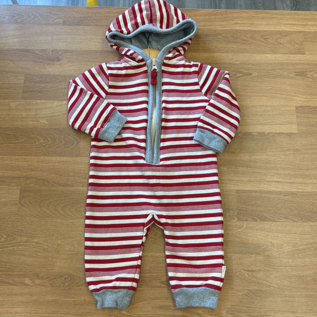 Burt's Bees Stripe Hoodie Coverall - 0/3m