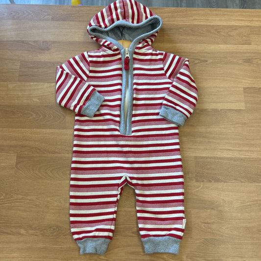 Burt's Bees Stripe Hoodie Coverall - 0/3m