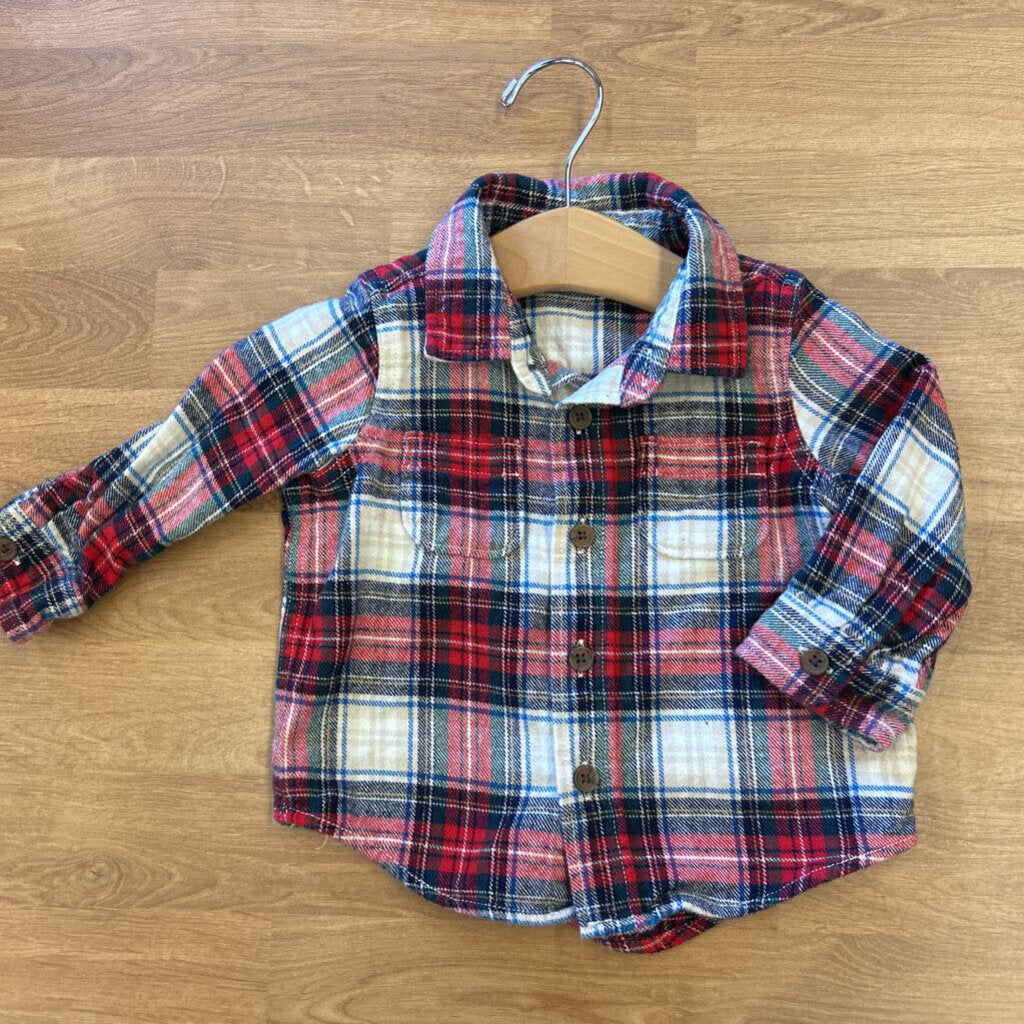 Baby Gap Plaid Flannel LS Button Up - 6/12m