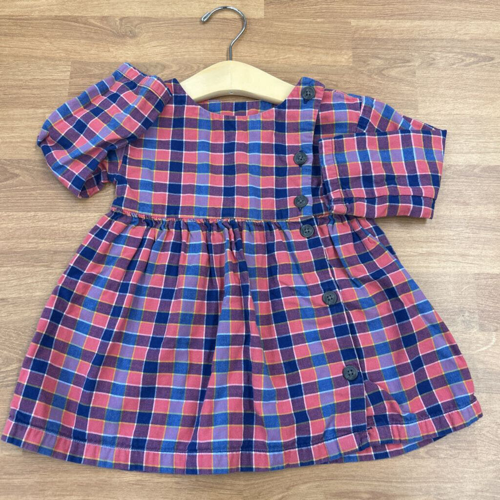 Tea Plaid LS Dress - 12/18m
