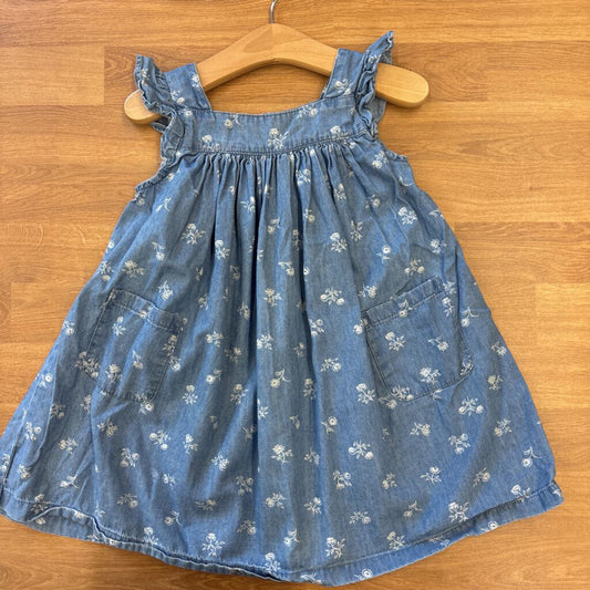 Osh Kosh Chambray Floral Tank Dress - 2T