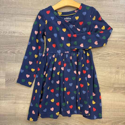 Mini Boden Heart Wrap LS Dress - 7/8