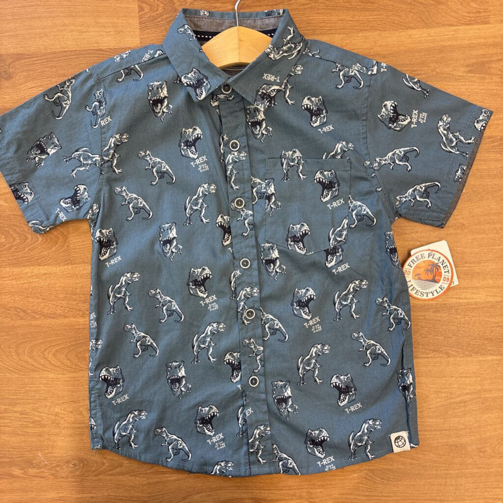 NWT Free Planet Dino SS Button Up - 4