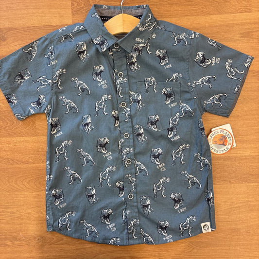 NWT Free Planet Dino SS Button Up - 4