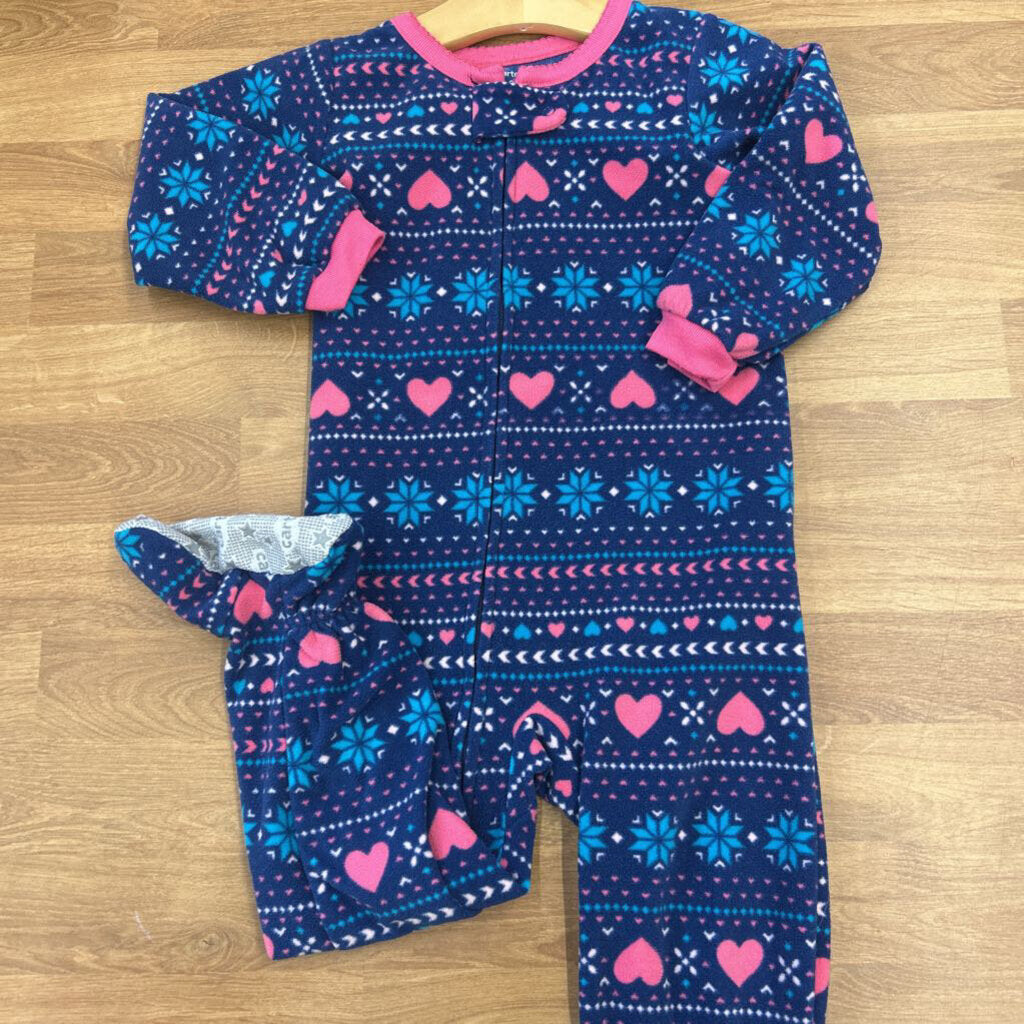 Carter's Fleece Heart Zip Sleeper - 2T