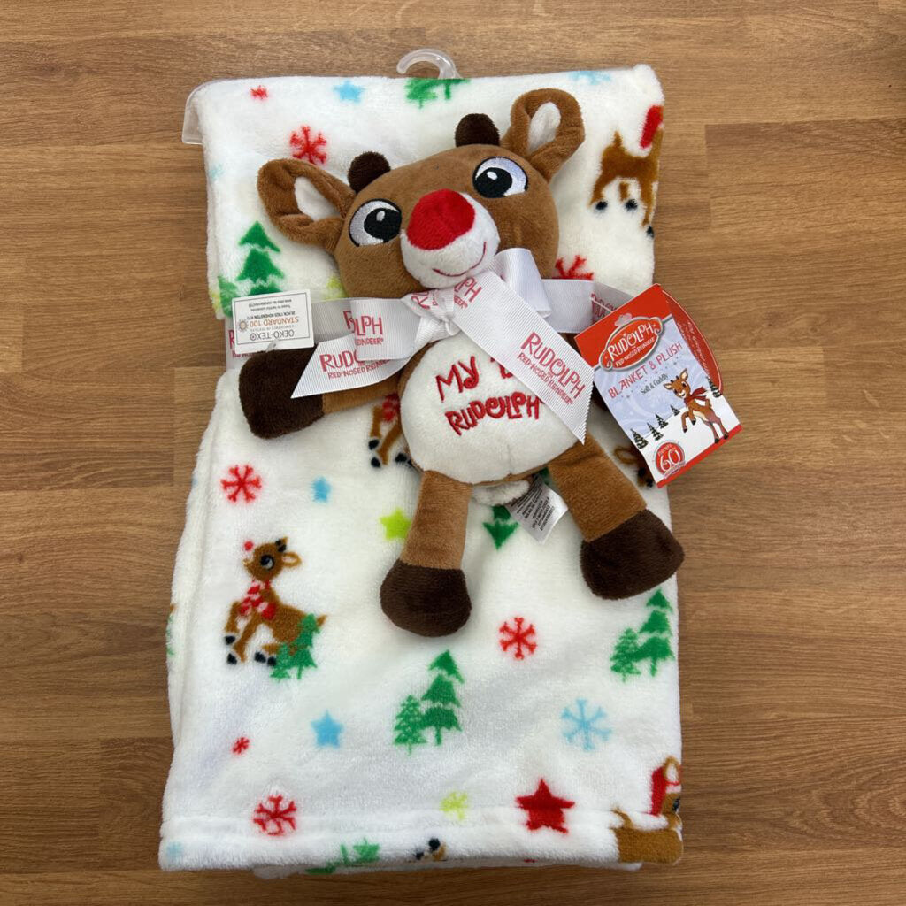 NWT My 1st Rudolph Plush & Blanket Set
